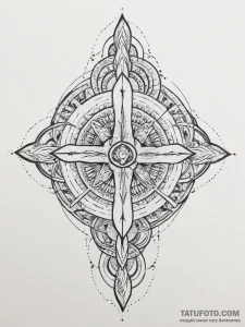 128. tattoo sketch: "rod" rune as a central e... - эскиз тату (№1754230541_0, 03.08.2025 14:15) — Tatufoto.com