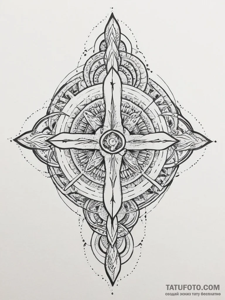 128. tattoo sketch: "rod" rune as a central e... - эскиз тату (№1754230541_0, 03.08.2025 14:15) — Tatufoto.com