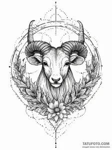 Tattoo sketch a zodiac animal integrated with... - эскиз тату (№1754231551_0, 03.08.2025 14:32) — Tatufoto.com