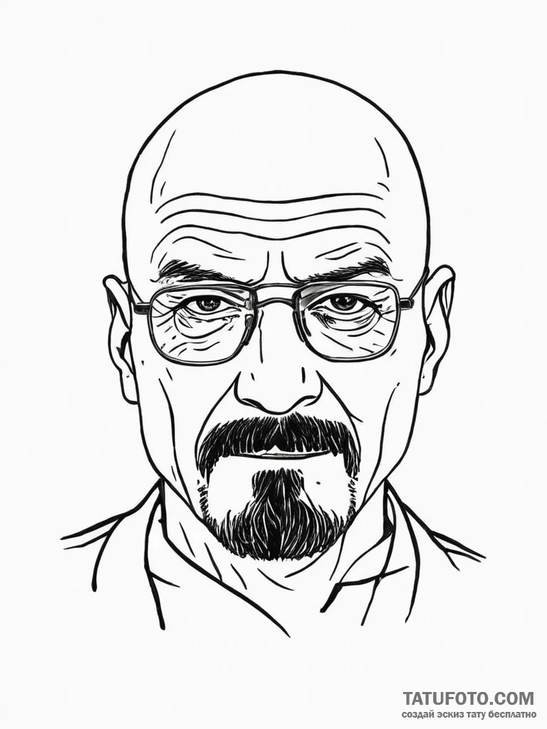 Walter white's face from breaking bad, tattoo... - эскиз тату (№1754232149_0, 03.08.2025 14:42) — Tatufoto.com