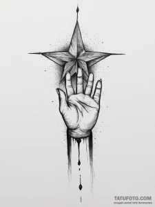 Tattoo design a hand reaching for a star, sym... - эскиз тату (№1754233139_0, 03.08.2025 14:58) — Tatufoto.com