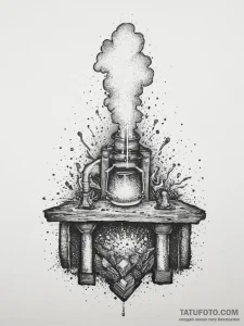 A blacksmith quenching a hot piece of metal i... - эскиз тату (№1754234154_0, 03.08.2025 15:15) — Tatufoto.com