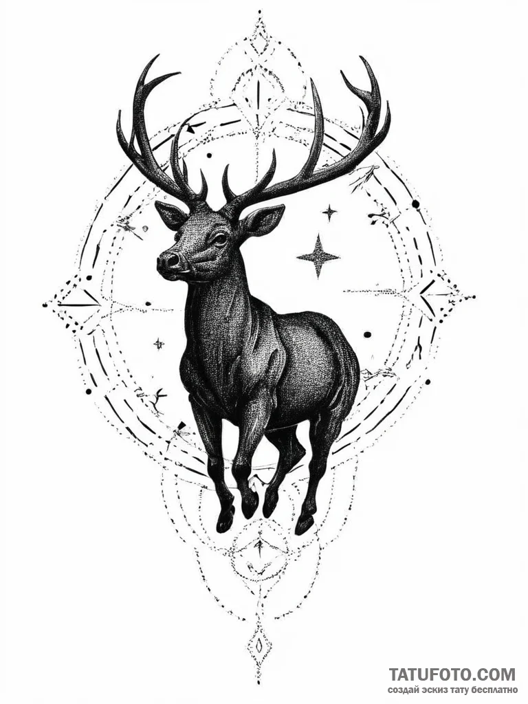 Tattoo design a zodiac animal's silhouette fi... - эскиз тату (№1754234765_0, 03.08.2025 15:26) — Tatufoto.com