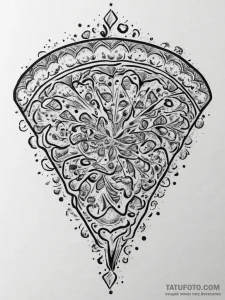 A rustic, artisanal pizza being pulled from a... - эскиз тату (№1754238200_0, 03.08.2025 16:23) — Tatufoto.com