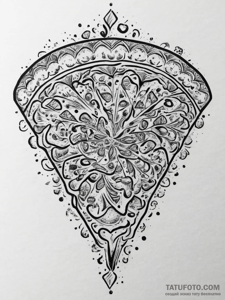 A rustic, artisanal pizza being pulled from a... - эскиз тату (№1754238200_0, 03.08.2025 16:23) — Tatufoto.com
