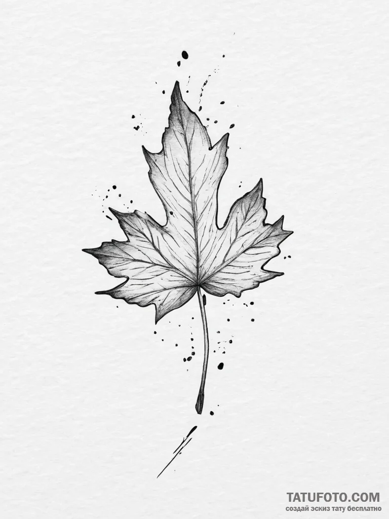 Tattoo design a single, falling autumn leaf w... - эскиз тату (№1754238821_0, 03.08.2025 16:33) — Tatufoto.com