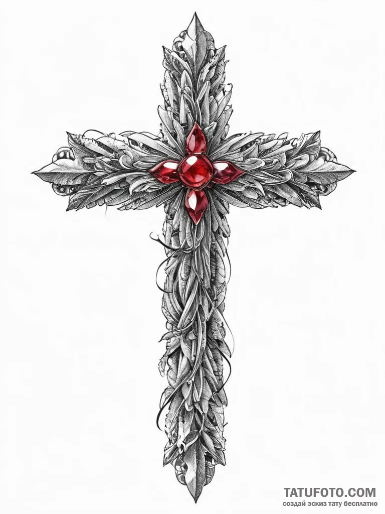 Ruby, concept art for tattoo, black and white... - эскиз тату (№1754239232_0, 03.08.2025 16:40) — Tatufoto.com