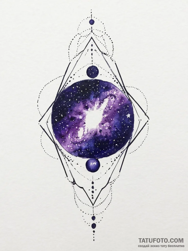Tattoo sketch a deep indigo and purple waterc... - эскиз тату (№1754239859_0, 03.08.2025 16:50) — Tatufoto.com