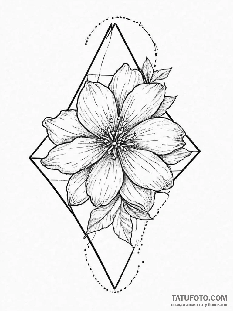 Jasmine, tattoo drawing outline, dotwork tatt... - эскиз тату (№1754240064_0, 03.08.2025 16:54) — Tatufoto.com