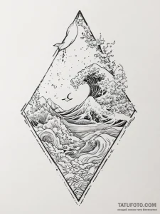 Tattoo sketch a tiny paper boat sailing on a... - эскиз тату (№1754240700_0, 03.08.2025 17:05) — Tatufoto.com