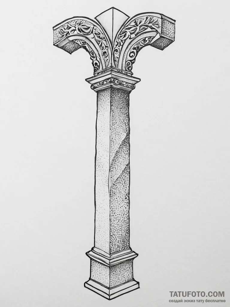 Tattoo sketch a robust archway or pillar, sym... - эскиз тату (№1754241716_0, 03.08.2025 17:21) — Tatufoto.com