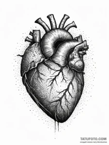 Tattoo sketch a human heart with abstract pro... - эскиз тату (№1754243577_0, 03.08.2025 17:52) — Tatufoto.com
