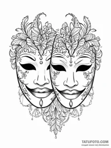 Tattoo design two halves of a theatre mask, o... - эскиз тату (№1754244799_0, 03.08.2025 18:13) — Tatufoto.com
