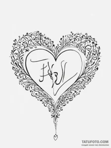 Tattoo sketch a heart silhouette made of a fa... - эскиз тату (№1754245391_0, 03.08.2025 18:23) — Tatufoto.com