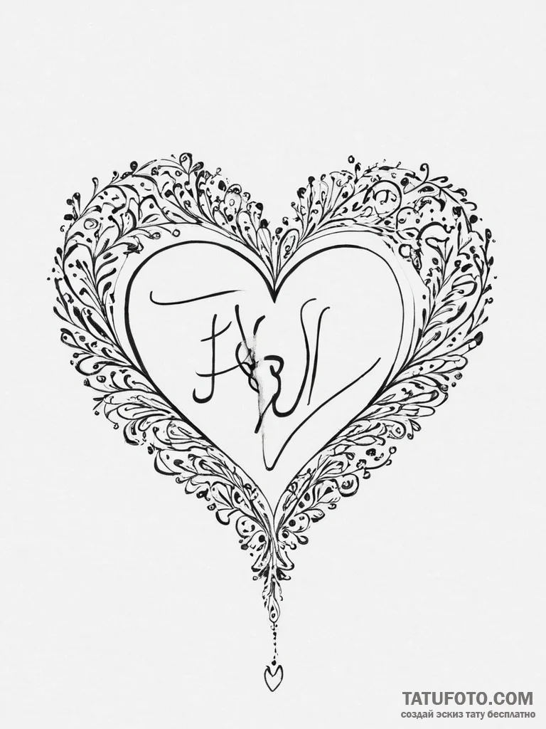 Tattoo sketch a heart silhouette made of a fa... - эскиз тату (№1754245391_0, 03.08.2025 18:23) — Tatufoto.com