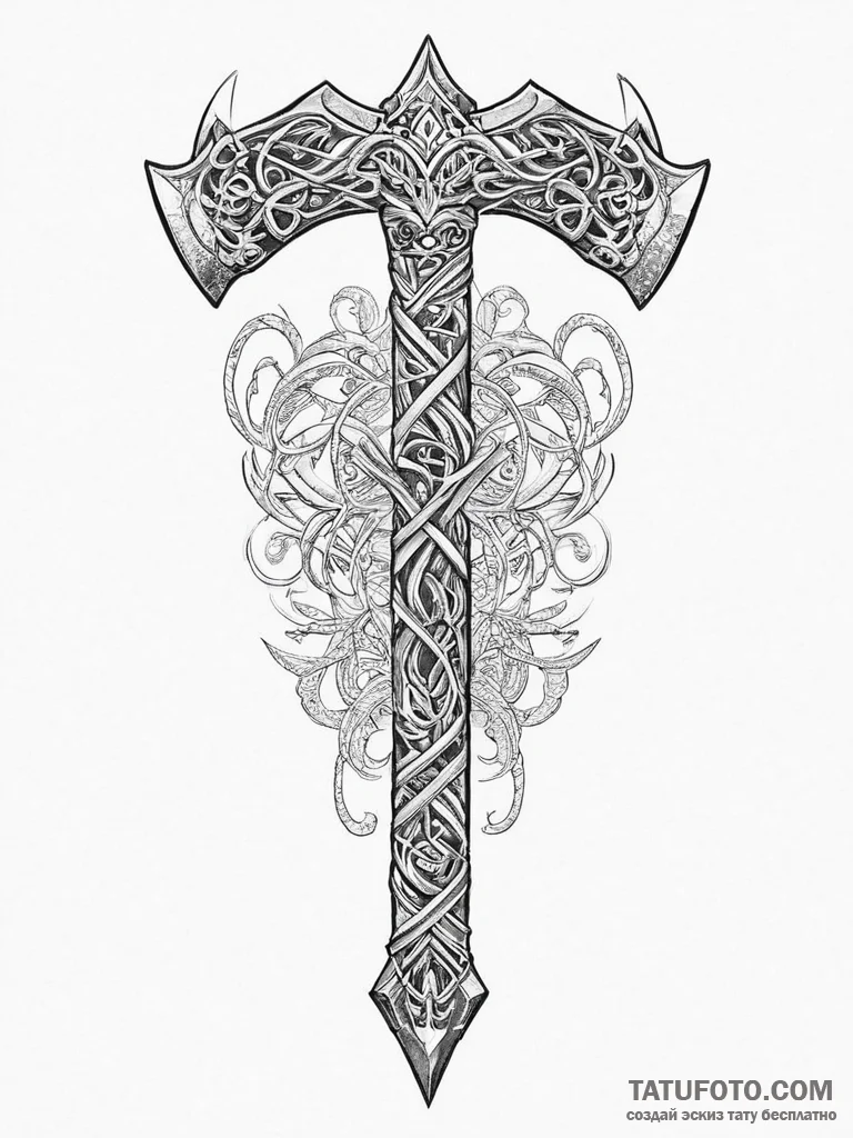 Tattoo sketch a detailed and menacing viking... - эскиз тату (№1754245802_0, 03.08.2025 18:30) — Tatufoto.com