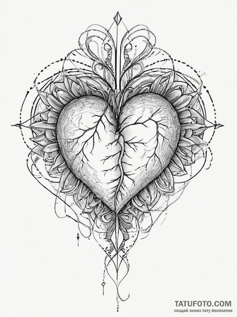 Tattoo design a heart with a subtle "pulse" l... - эскиз тату (№1754246020_0, 03.08.2025 18:33) — Tatufoto.com