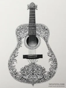 A close-up of the intricate fretwork on an ac... - эскиз тату (№1754247245_0, 03.08.2025 18:54) — Tatufoto.com