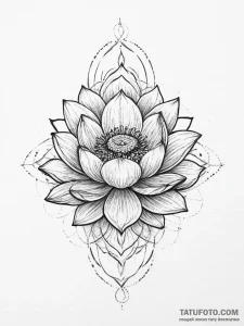 Tattoo sketch a blooming lotus flower with su... - эскиз тату (№1754248253_0, 03.08.2025 19:10) — Tatufoto.com