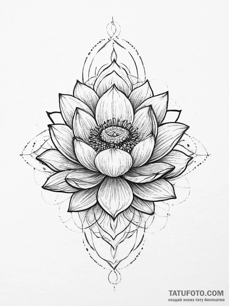 Tattoo sketch a blooming lotus flower with su... - эскиз тату (№1754248253_0, 03.08.2025 19:10) — Tatufoto.com