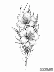 Gladiolus, tattoo flash sheet design, on a cl... - эскиз тату (№1754249079_0, 03.08.2025 19:24) — Tatufoto.com