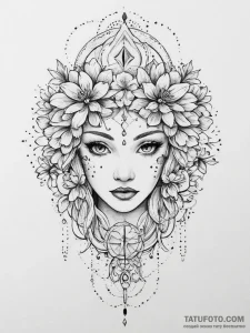 Tattoo sketch a floral design for each zodiac... - эскиз тату (№1754250305_0, 03.08.2025 19:45) — Tatufoto.com