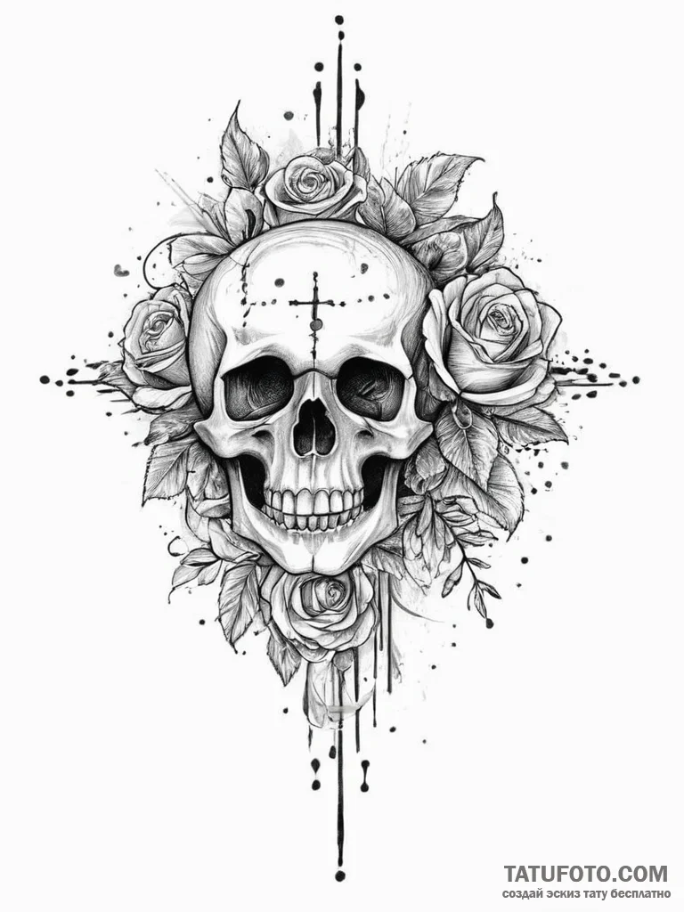A watercolor splash effect, ink illustration... - эскиз тату (№1754250504_0, 03.08.2025 19:48) — Tatufoto.com