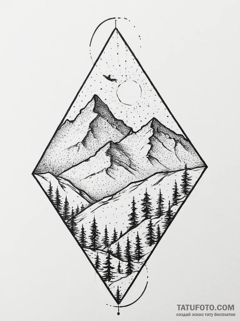 Tattoo sketch a minimalist mountain range spl... - эскиз тату (№1754251340_0, 03.08.2025 20:02) — Tatufoto.com