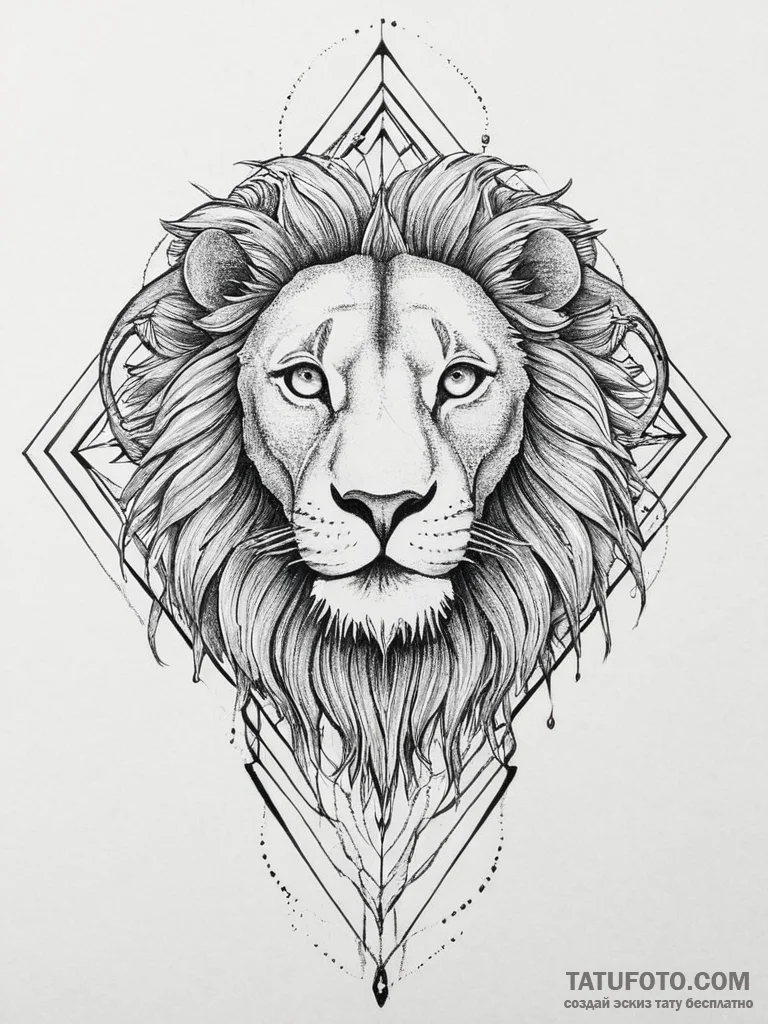 Tattoo sketch a leo lion's face made of molte... - эскиз тату (№1754253782_0, 03.08.2025 20:43) — Tatufoto.com