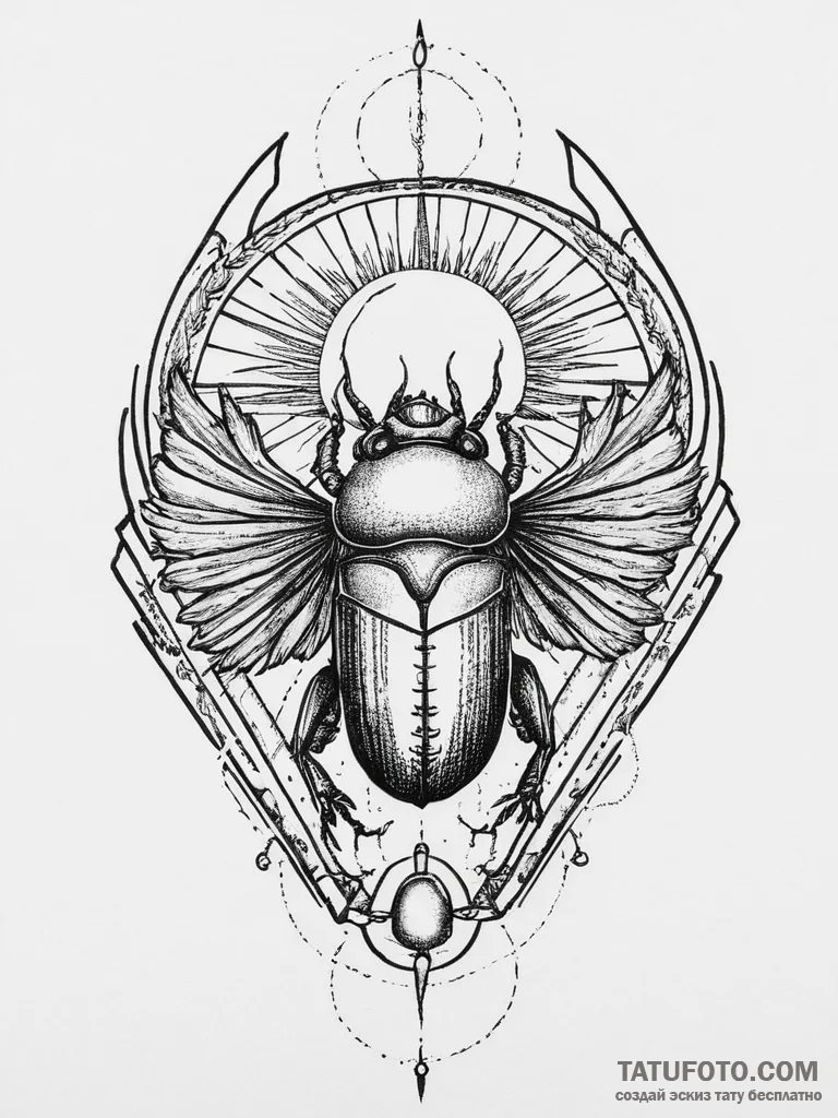 An egyptian scarab pushing the sun (is there,... - эскиз тату (№1754256022_0, 03.08.2025 21:20) — Tatufoto.com