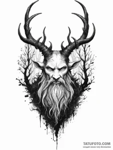 A dark, mysterious tattoo sketch of veles, th... - эскиз тату (№1754258224_0, 03.08.2025 21:57) — Tatufoto.com