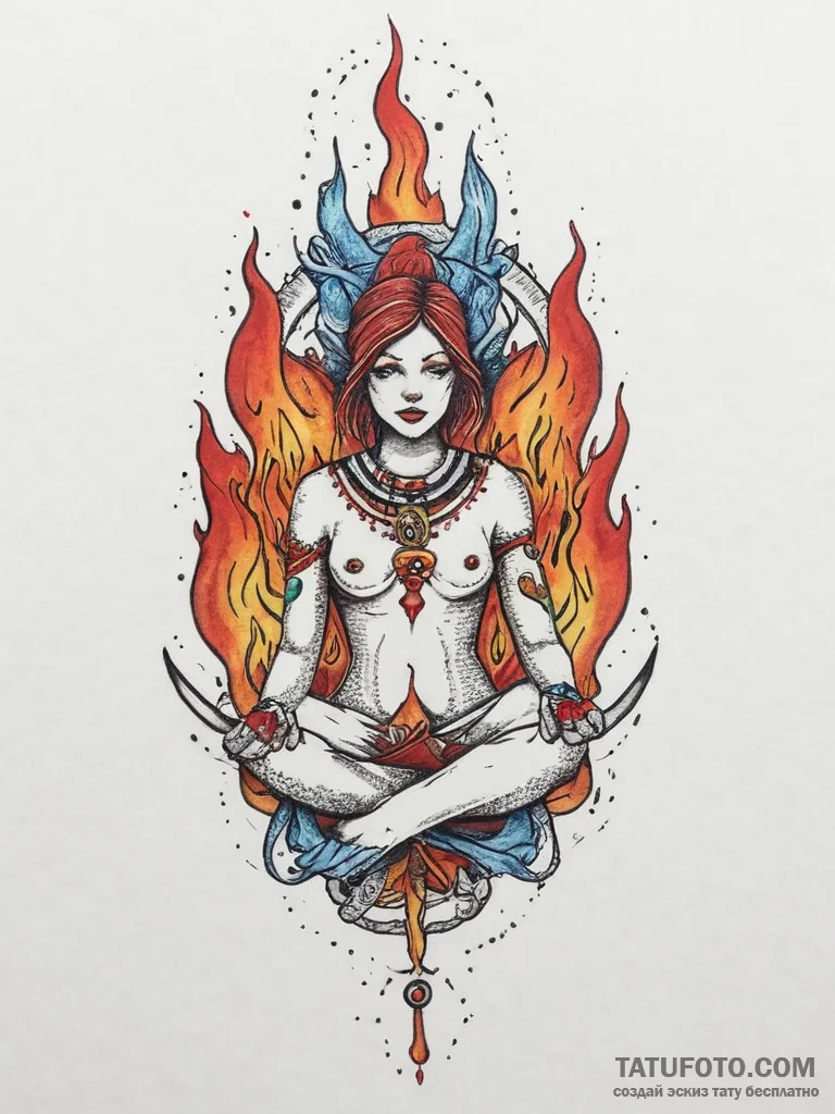 р сѓрѕр° рљсђр°рґр° (krada, fire, sacrifice,... - эскиз тату (№1754259825_0, 03.08.2025 22:23) — Tatufoto.com