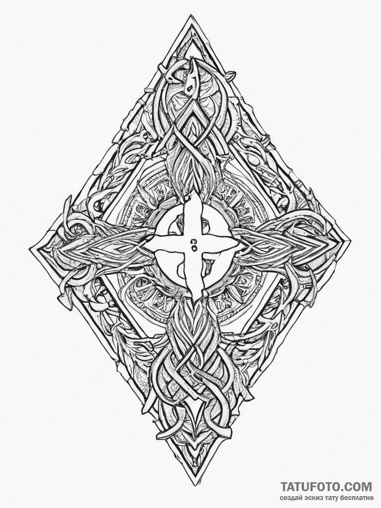 98. tattoo sketch: "bereginya" rune with a sm... - эскиз тату (№1754260027_0, 03.08.2025 22:27) — Tatufoto.com