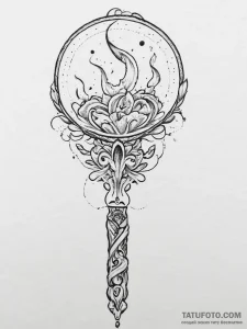 Tattoo sketch a delicate hand mirror reflecti... - эскиз тату (№1754261618_0, 03.08.2025 22:53) — Tatufoto.com