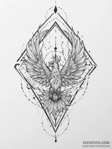 Tattoo sketch a phoenix rising from ashes, re... - эскиз тату (№1754262218_0, 03.08.2025 23:03) — Tatufoto.com