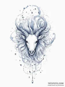 Tattoo sketch a zodiac glyph formed by wisps... - эскиз тату (№1754263212_0, 03.08.2025 23:20) — Tatufoto.com