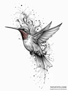 Tattoo design a subtle hummingbird, its wings... - эскиз тату (№1754263810_0, 03.08.2025 23:30) — Tatufoto.com