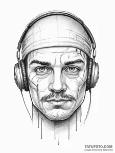 Tattoo design a "game face" portrait of an in... - эскиз тату (№1754264012_0, 03.08.2025 23:33) — Tatufoto.com