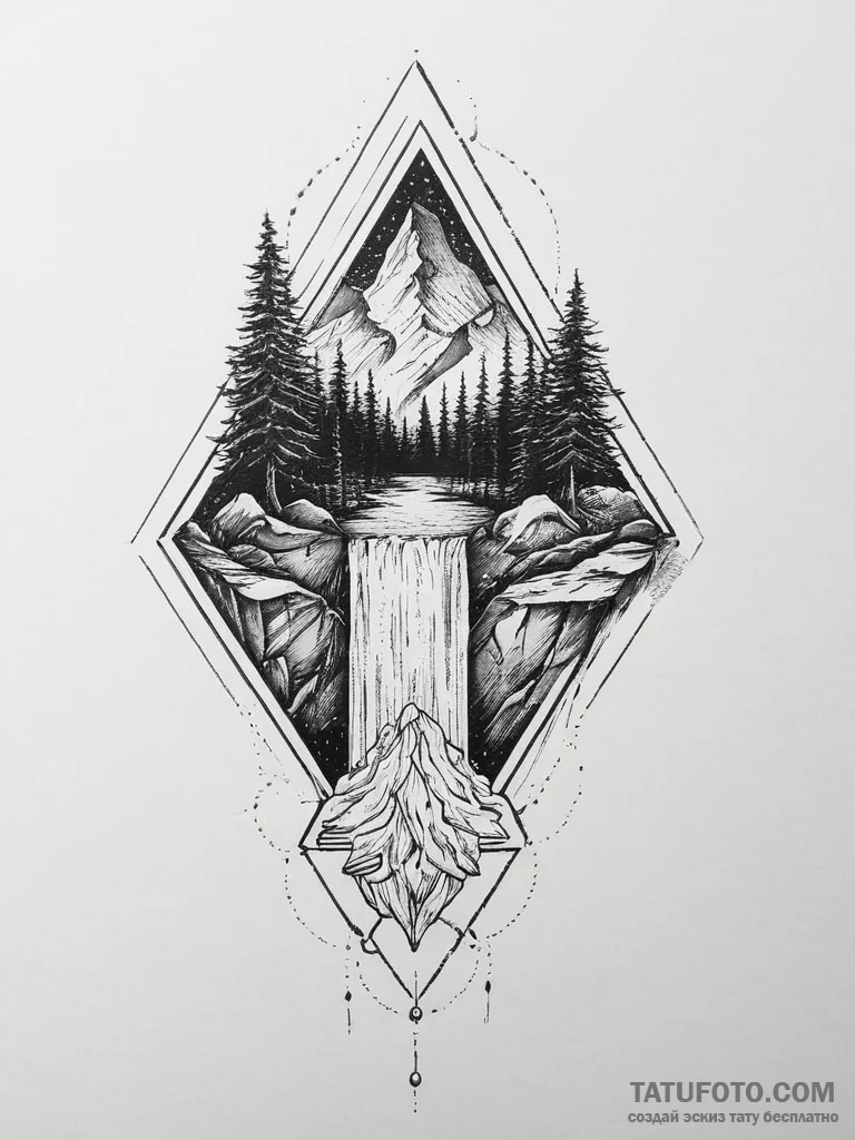 142. tattoo design: a "potok" rune integrated... - эскиз тату (№1754264808_0, 03.08.2025 23:46) — Tatufoto.com