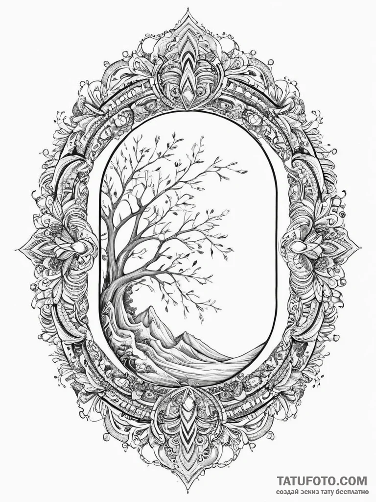 Tattoo sketch a stylized portal opening to a... - эскиз тату (№1754265205_0, 03.08.2025 23:53) — Tatufoto.com