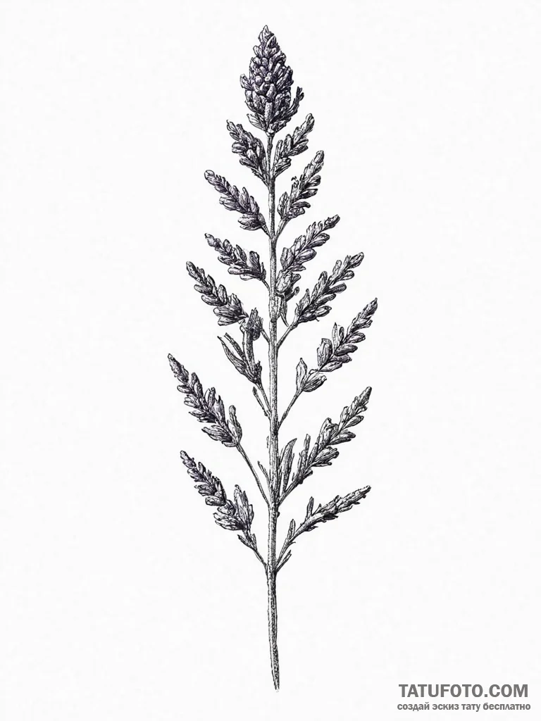 Lavender, artistic tattoo sketch, linework ta... - эскиз тату (№1754266200_0, 04.08.2025 00:10) — Tatufoto.com