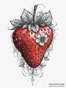A macro shot of the surface of a strawberry,... - эскиз тату (№1754266396_0, 04.08.2025 00:13) — Tatufoto.com