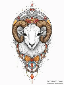 Tattoo sketch an aries ram with the "emperor"... - эскиз тату (№1754266595_0, 04.08.2025 00:16) — Tatufoto.com
