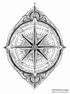 Tattoo sketch a weathered compass, pointing t... - эскиз тату (№1754266799_0, 04.08.2025 00:19) — Tatufoto.com