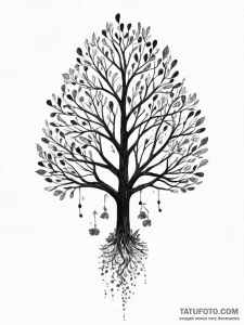 Tattoo sketch a tree with leaves that are fin... - эскиз тату (№1754266999_0, 04.08.2025 00:23) — Tatufoto.com