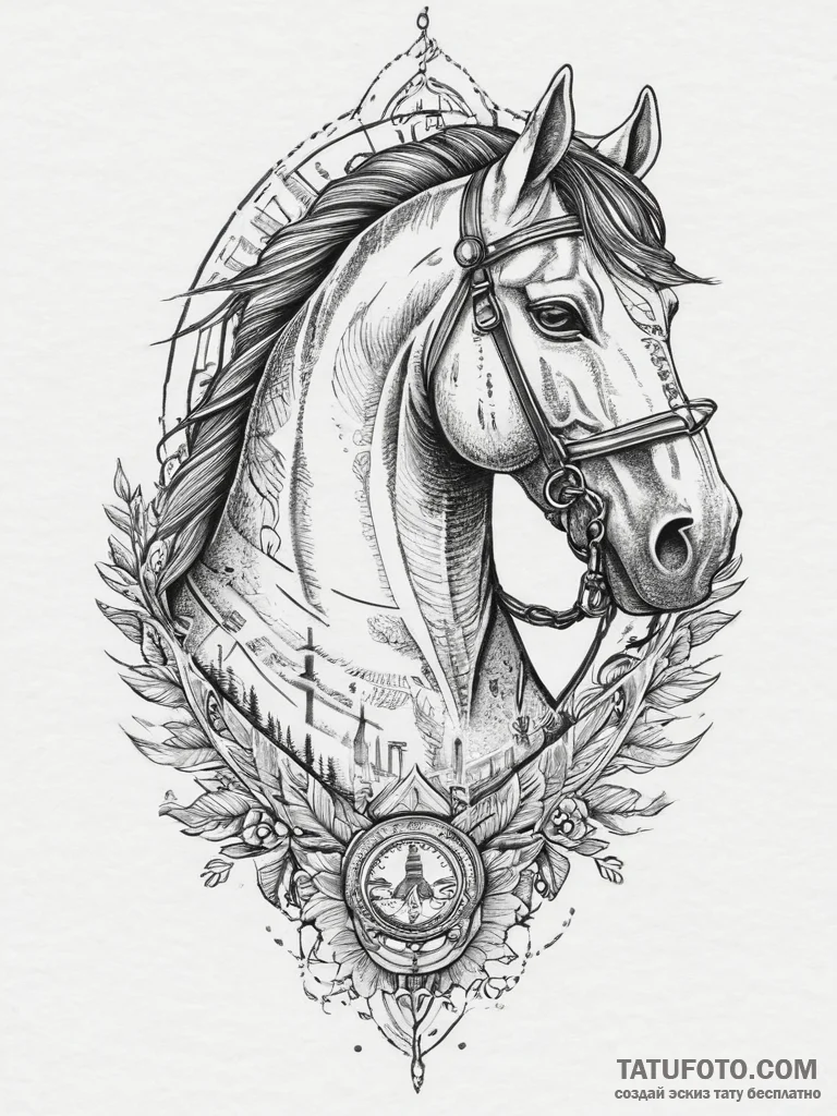 The trojan horse, tattoo sketch design, rough... - эскиз тату (№1754267399_0, 04.08.2025 00:29) — Tatufoto.com