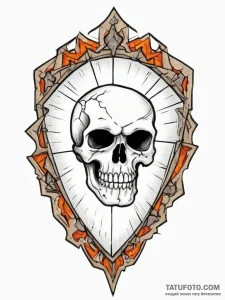 A shattered mirror reflecting a skull, tattoo... - эскиз тату (№1754268795_0, 04.08.2025 00:53) — Tatufoto.com