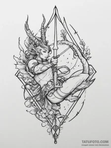 Tattoo sketch a sagittarius archer, with jupi... - эскиз тату (№1754268998_0, 04.08.2025 00:56) — Tatufoto.com
