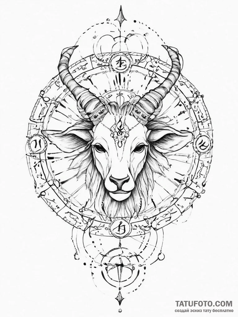 Tattoo sketch a zodiac glyph with a small, pe... - эскиз тату (№1754269195_0, 04.08.2025 00:59) — Tatufoto.com