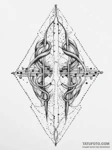 Tattoo design two halves of a musical score o... - эскиз тату (№1754270387_0, 04.08.2025 01:19) — Tatufoto.com